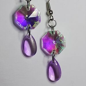 Beautiful sun catcher Earrings with purple dangle